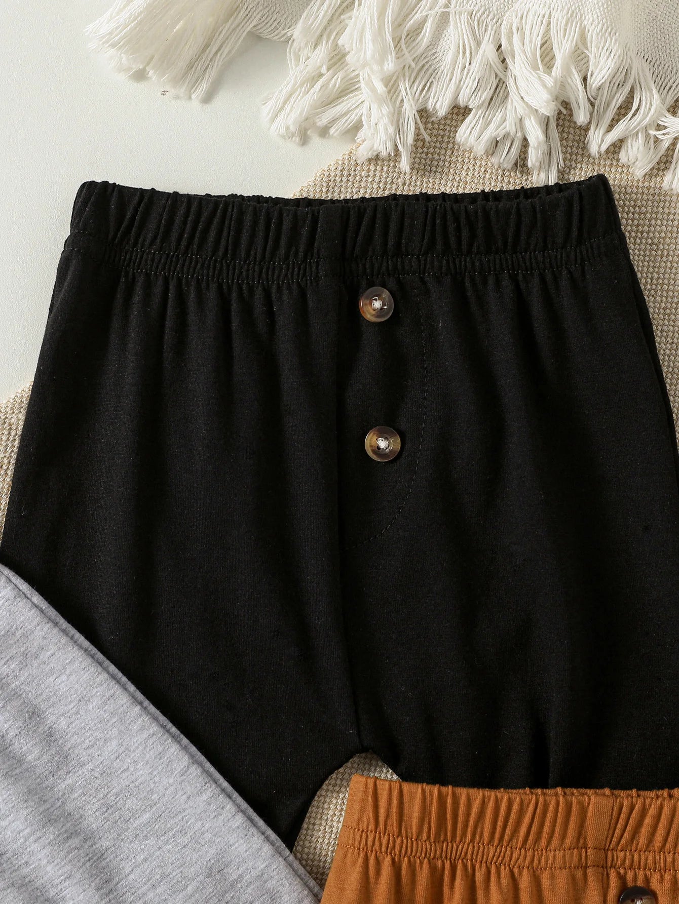 4Pcs All Seasons Infant Baby Boy Girls Unisex Clothes Solid Color Pants Button Trousers For Newborn 0-1Y
