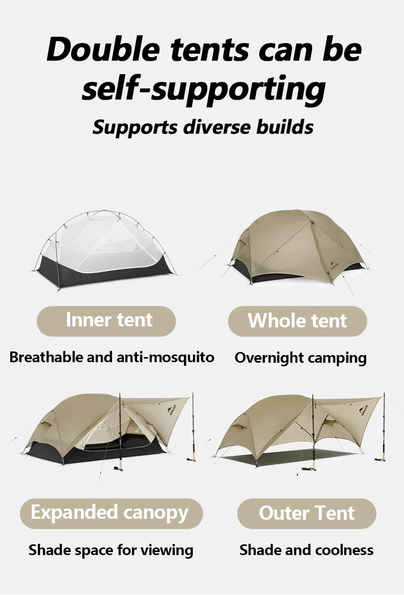 Tent Camping 1 2 Person Tent Outdoor Travel 15D Waterproof Ultralight Backpacking Shelter Tent Hiking