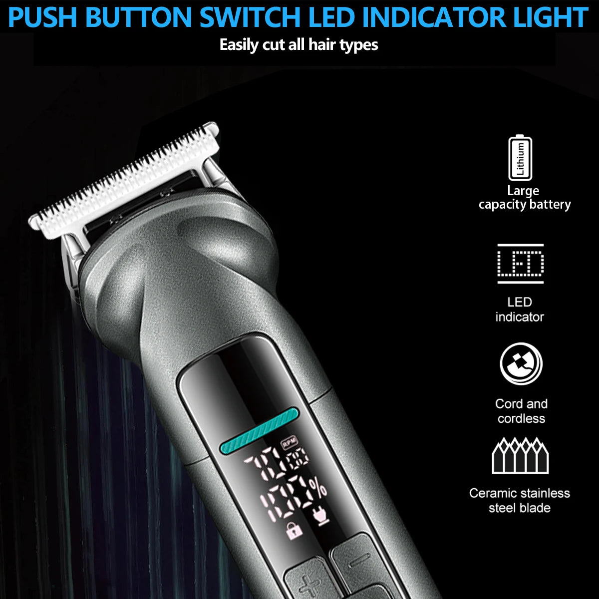 VGR 6-in-1 Multi functional Hair Trimming Set Men's Hair Clipper Shaver Ear and Nose Hair Private Hair Removal Device V-096