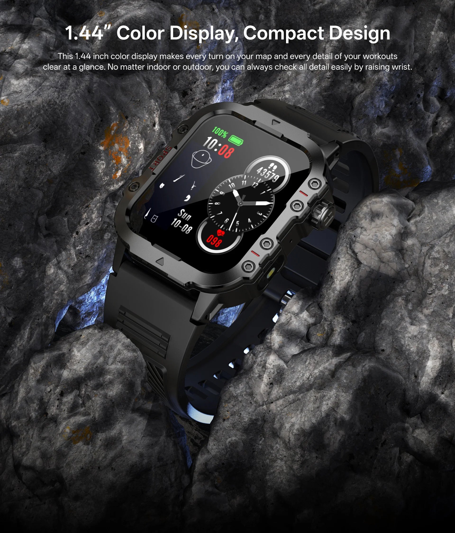 Smart Watch Android Phone 1.44'' Inch Color Screen Bluetooth Call Blood Oxygen/Pressure Monitoring Smart Watch Women Men