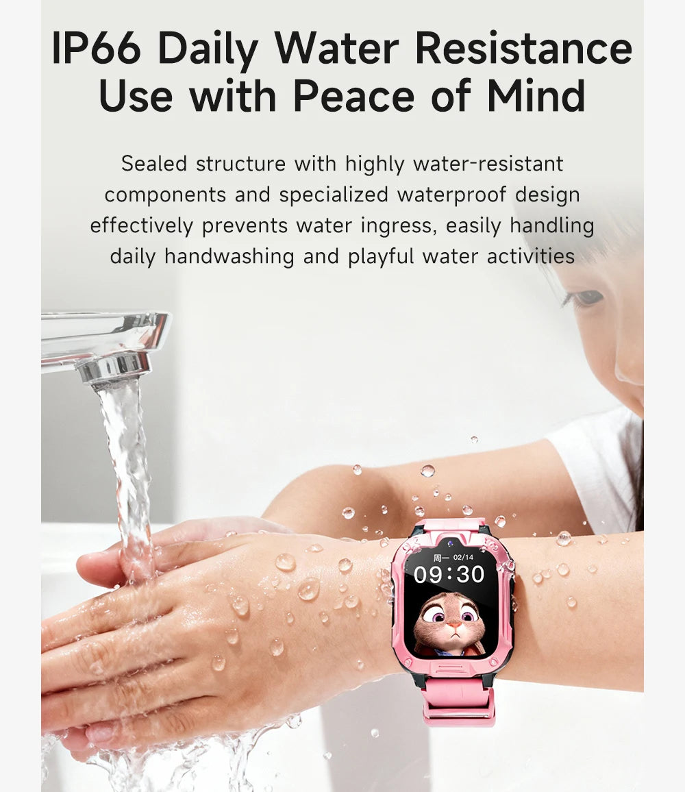 I YAN kids smart watch with GPS, camera, and voice monitor showing the colorful smartwatch with a digital display and safety features.