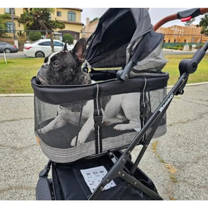 ROODO 2026 upgraded 3-in-1 dog and cat stroller with detachable carrier, lightweight, foldable pet travel gear by I YAN.