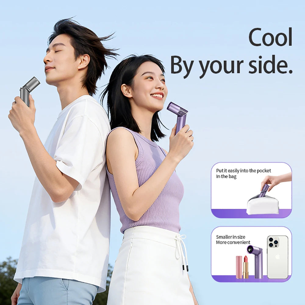 Foldable handheld small fan Outdoor mini high-speed with 199 levels portable USB charging foldable lipstick mini fan