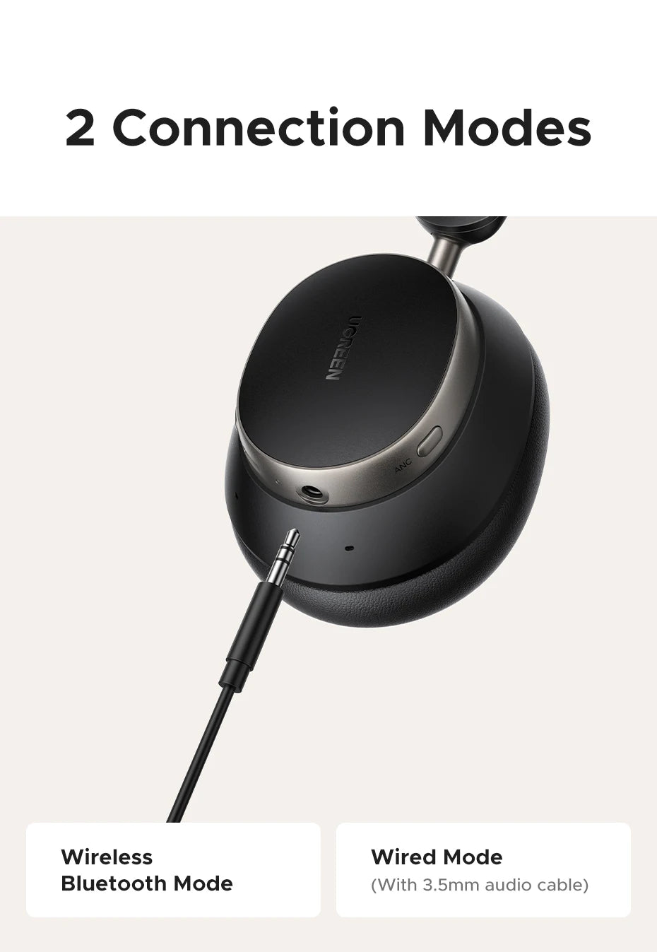 UGREEN Studio Pro 48dB ANC Wireless Headphones Over Ear Bluetooth Earphones Active Noise Cancellation Hi-Res LDAC 120h Playtime