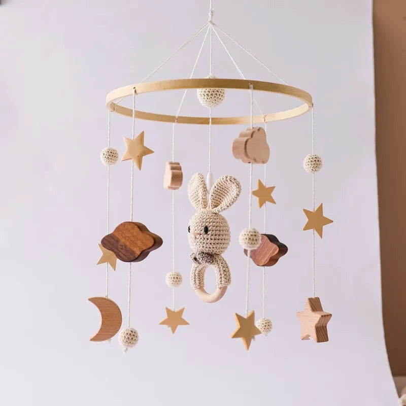 Baby Cloud Crib Mobile with Musical Box – Wooden Rattle Toy for Newborns 0–12M - I YAN