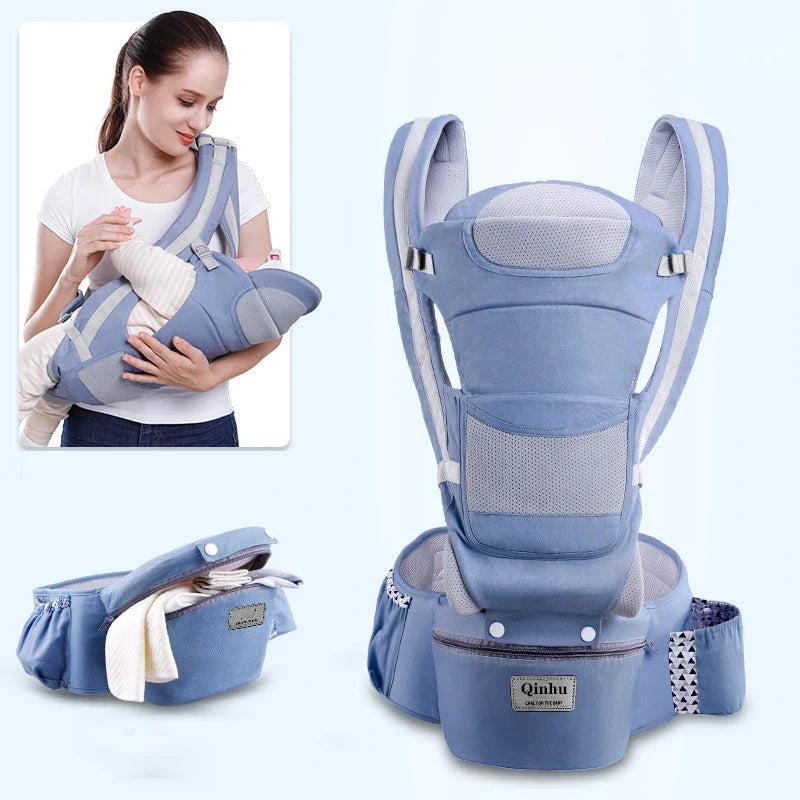 Newborn Ergonomic Baby Carrier Backpack with Hip Seat – Front Facing Kangaroo Wrap for Travel - I YAN