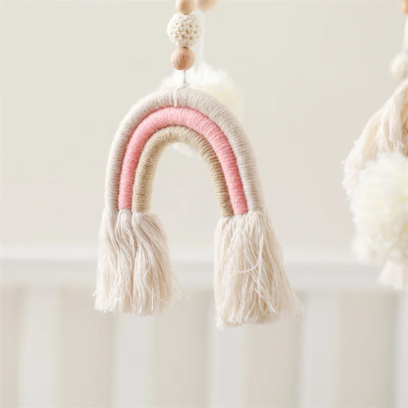 Boho Rainbow Baby Crib Mobile – Wooden Montessori Bed Bell for Newborns - I YAN