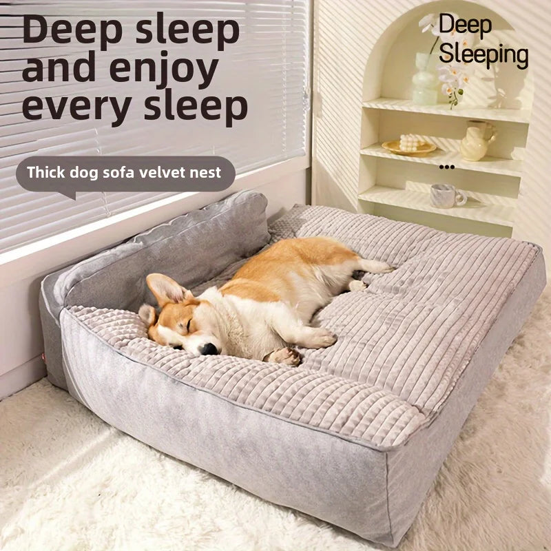Soft I YAN cat and small dog pet bed with non-slip base, winter warm cushion, washable, perfect for cozy indoor sleeping.