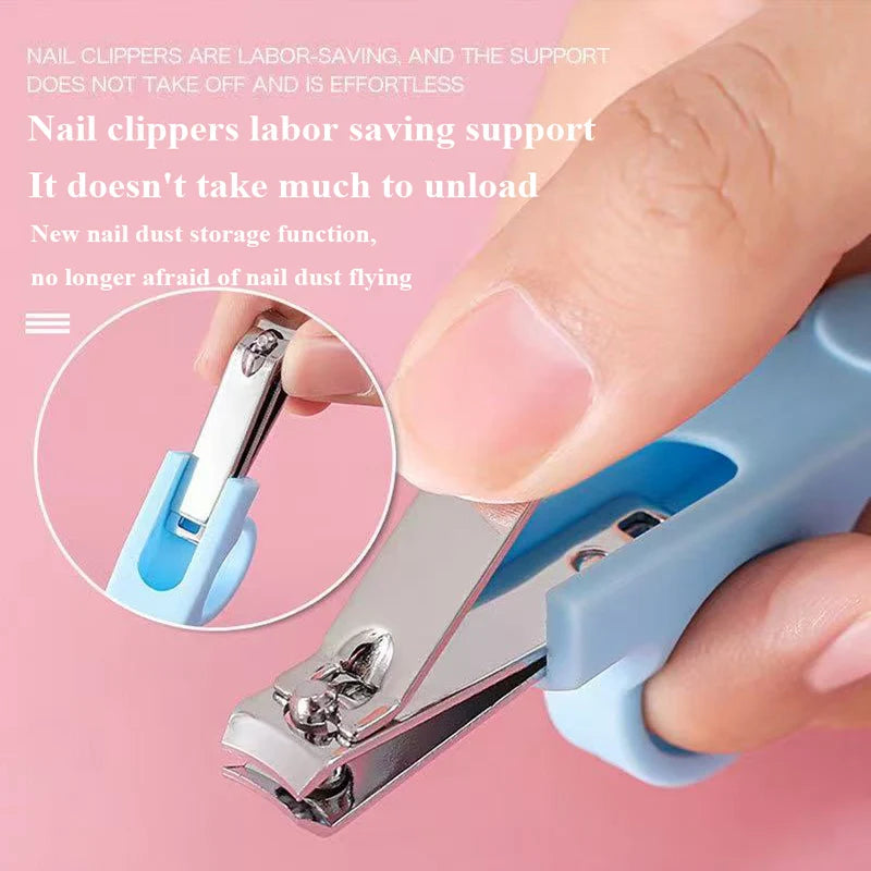 I YAN 5-in-1 baby grooming kit in pink and blue with brush, comb, and nail tools for newborn care.