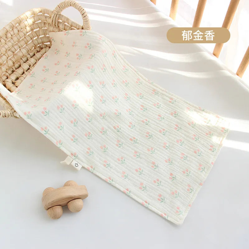 I YAN cotton muslin baby face towel and long burp cloth, soft infant drooling bib and washcloth for newborns and toddlers.
