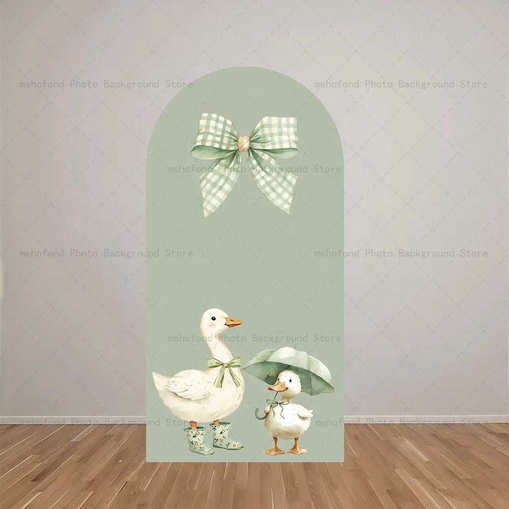 Mehofond Arch Backdrop Fresh Light Green Color Scheme Cute Duck Kids Baby Birthday Party Decor Studio Photography Background