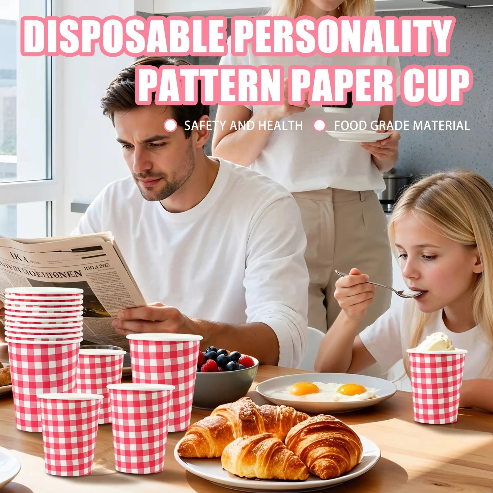 30pcs 8oz  Double-Walled Insulated Corrugated Cardboard Coffee Cups Thickened Disposable Striped Portable Paper Cups With Lids
