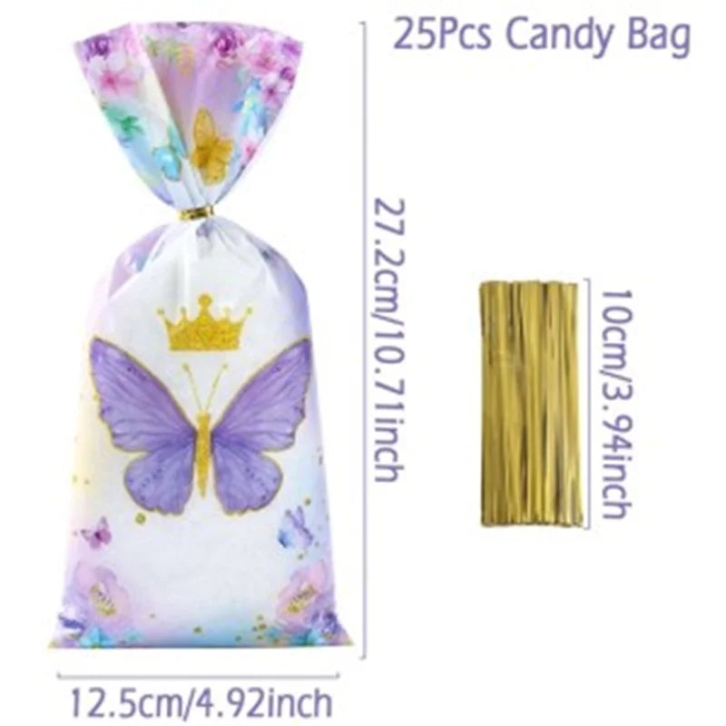 Butterfly Birthday Party Decoration Kids Girls Butterfly Party Disposable Tableware Paper Cup Plate Birthday Baby Shower Party - I YAN