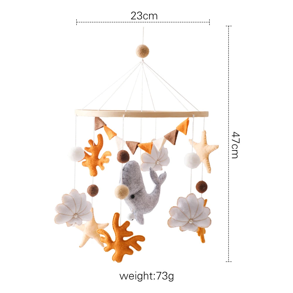 Blue Whale Baby Crib Mobile – Fabric & Bamboo Ring Nursery Decor for Newborns - I YAN