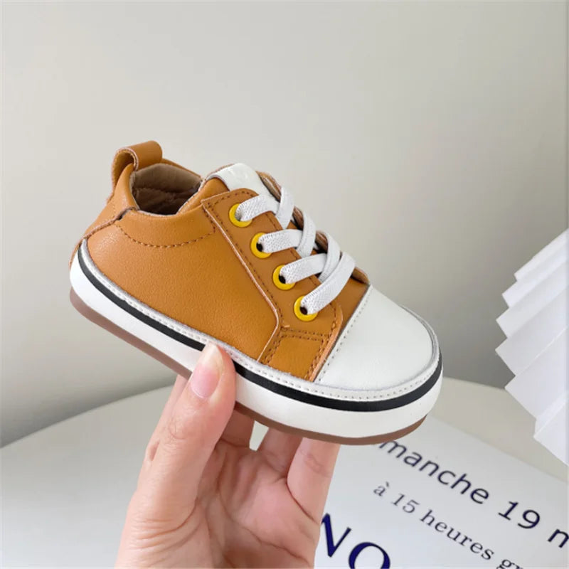 Spring/Autumn Baby Shoes Leather Toddler Boys Barefoot Shoe Soft Sole Girls Outdoor Tennis Fashion Little Kids Sneakers