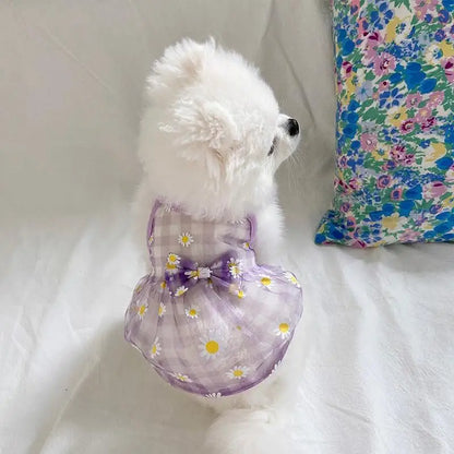 Breathable High-Value Dog Vest Summer Teddy Small Medium Dog Mesh Clothes Cool Feeling Functional Pet Clothing Daisy Pattern