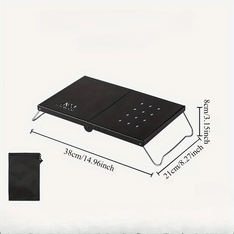 Outdoor Folding Small Table Portable Picnic Mini Table Thickened Steel Plate Spider Stove Insulated Table Camping Equipment