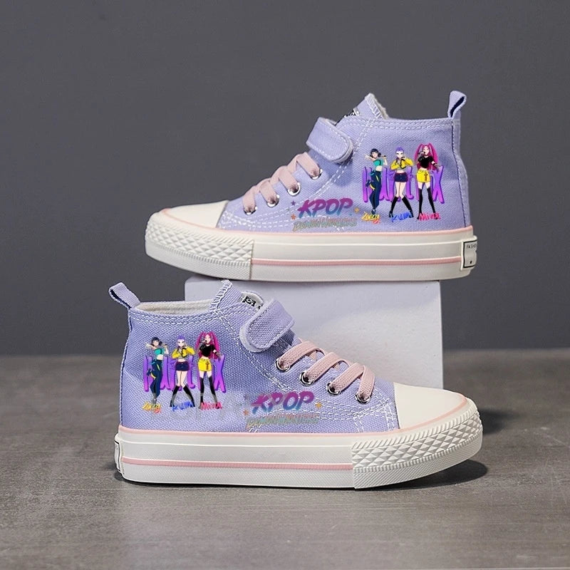 Children Casual Sneakers Girls' High-Top Canvas Shoes KPop New Student Running Kids basket Shoes Rumi Tennis Shoes