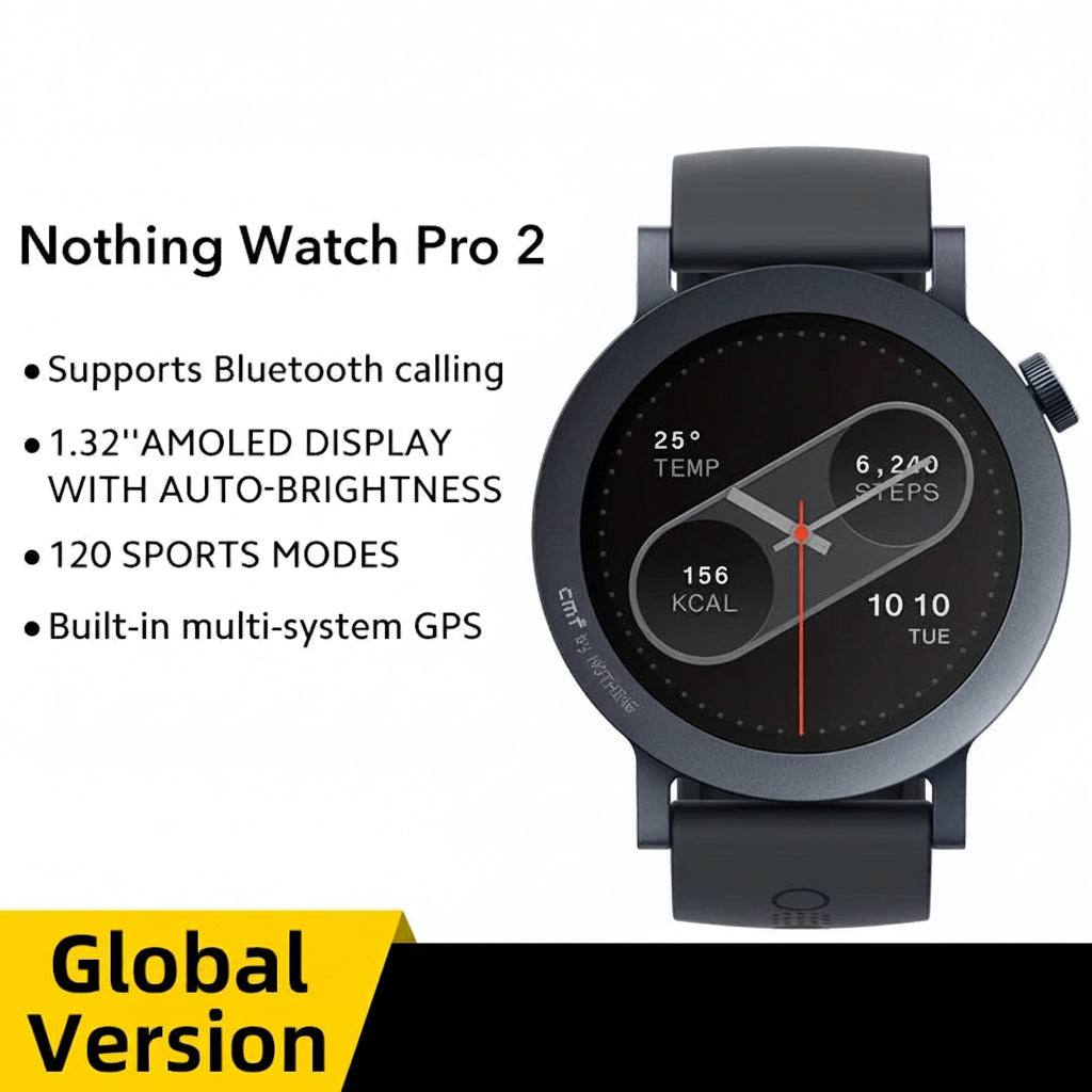 Global Version Nothing CMF Watch Pro 2 1.32”AMOLED 100+watchfaces Bluetooth calls with AI noise reduction multi-system GPS