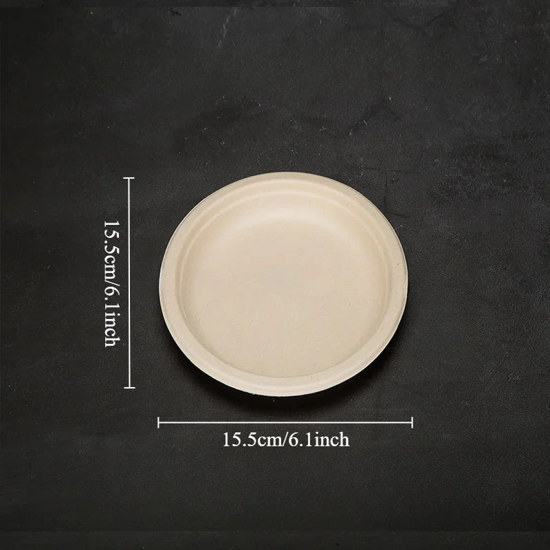 50pcs 6 Inch Thickened Disposable Paper Plates - Leak-Resistant, and Convenient Food Containers for Snacks, Restaurant Events