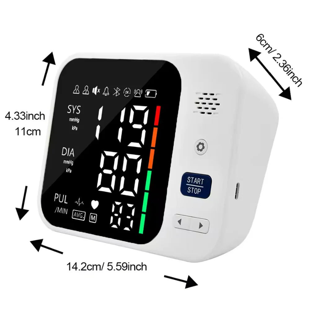 Rechargeable Blood Pressure Monitor Upper Arm BP Measure Device Automatic Tonometer Tensiometer Digital Health Sphygmomanometer