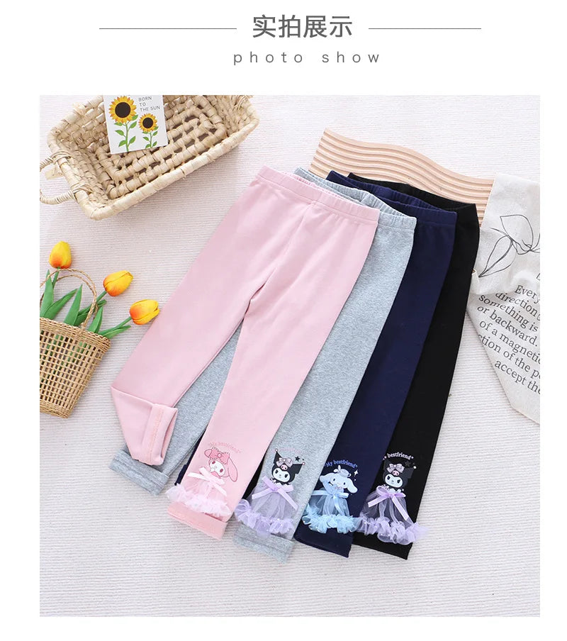 Spring Girls Leggings Cotton Trousers Kids Pants Girls Pants Skinny Print Cartoon Pattern Children Leggings Trousers