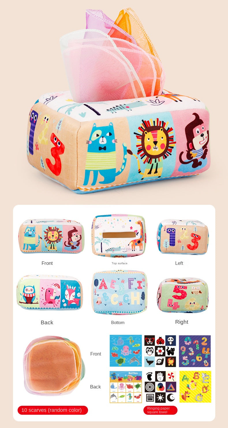 Baby Montessori Magic Tissue Box by I YAN, a sensory learning toy for developing fine motor skills in infants.