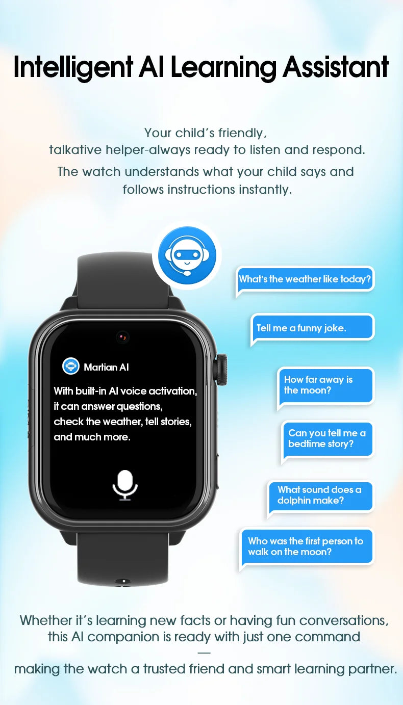 Wonlex KT37 Kids Smart Watch AI Voice Assistant GPS WiFi Location Tracker SOS Alert Video Call WhatsApp Smart Watch for Children