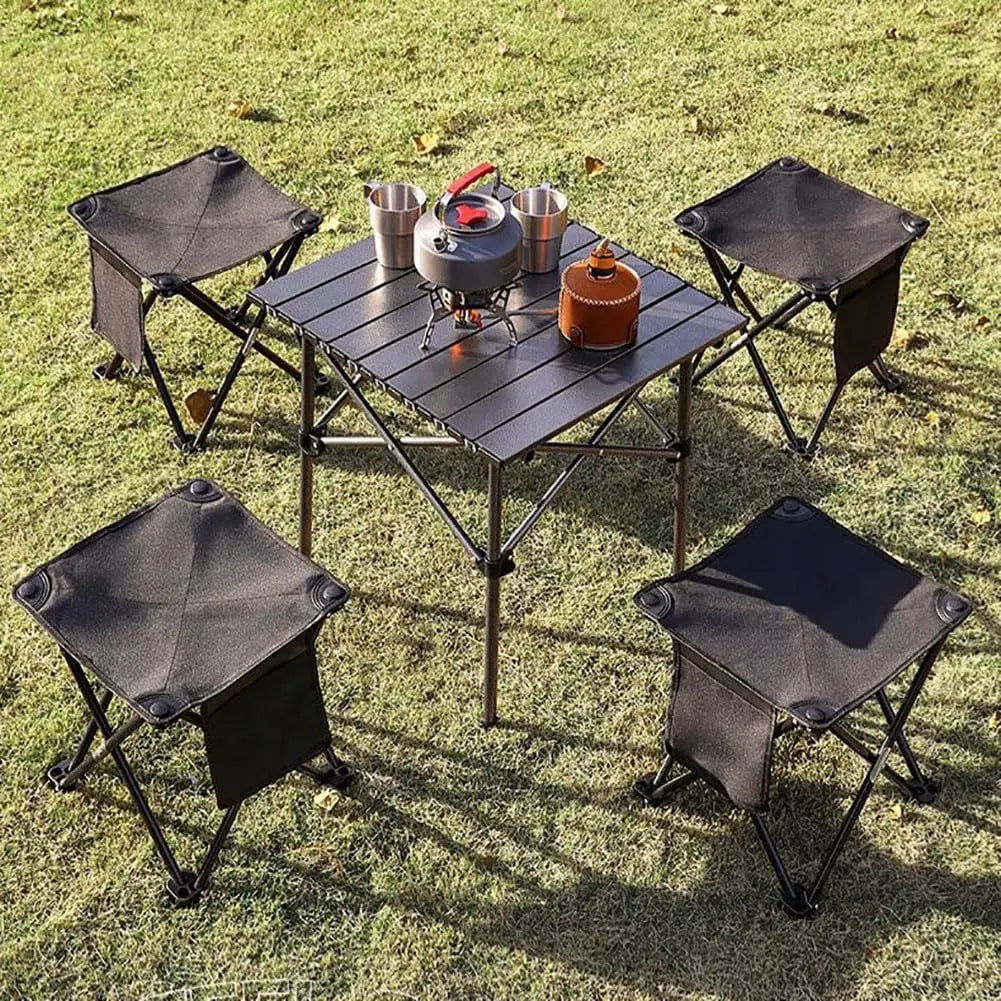 Folding Camping Footrest & Stool Portable Outdoor Seat with Side Pockets & Carrying Case for Picnic,Beach,Fishing,Hiking,Travel