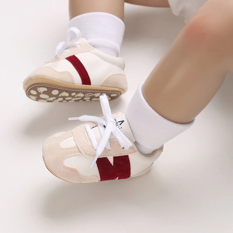 Newborn Baby Sneakers Letter Patchwork Baby Casual Shoes Anti-Slip Hundred Toddler Baby Boys Girls Shoes 0-18 Months