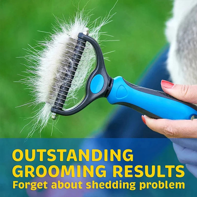 Pet Deshedding Brush Two Sided Pet Grooming Comb Stainless Steel Shedding Pet Comb Professional Hair Removal Brush for Dogs Cats