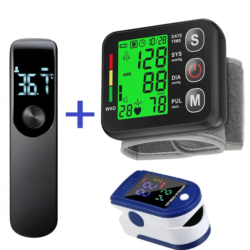 Blood Pressure Digital Wrist Blood Pressure Monitor Medical Upper Automatic Tonometer Meter Pulse Oximeter Forehead thermometer