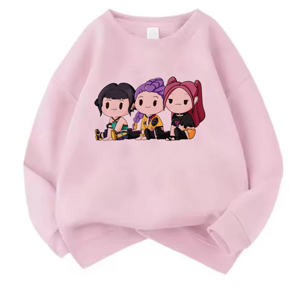 Movie Fans Gift Hoodie Girls Kids Huntrix Kpop Demon Hunters Children's Sweatshirt Cute Tiger Harajuku Hoody for Boys Girls