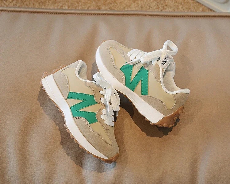 Children's Spring New Leather Upper Sneakers Kids Non-Slip Casual Shoes Boys Girls Soft Sole Students Tennis Toddler Sport Shoes