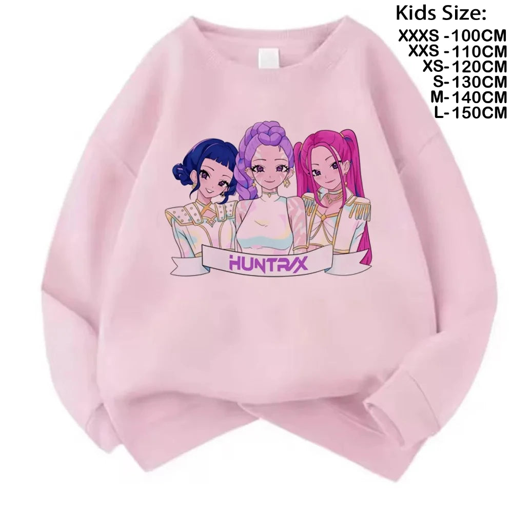 Movie Fans Gift Hoodie Girls Kids Huntrix Kpop Demon Hunters Children's Sweatshirt Cute Tiger Harajuku Hoody for Boys Girls