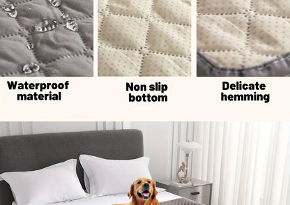 I YAN anti-leaking, non-slip dog bed cover and pet blanket on sofa, protecting furniture from pets with waterproof and anti-slip features.
