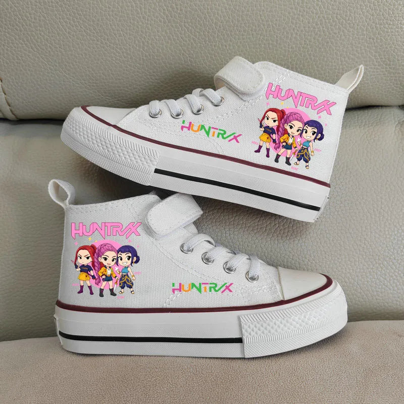 Children Casual Sneakers Girls' High-Top Canvas Shoes KPop Demon Hunters New Student Running Kids basket Shoes Rumi Tennis Shoes