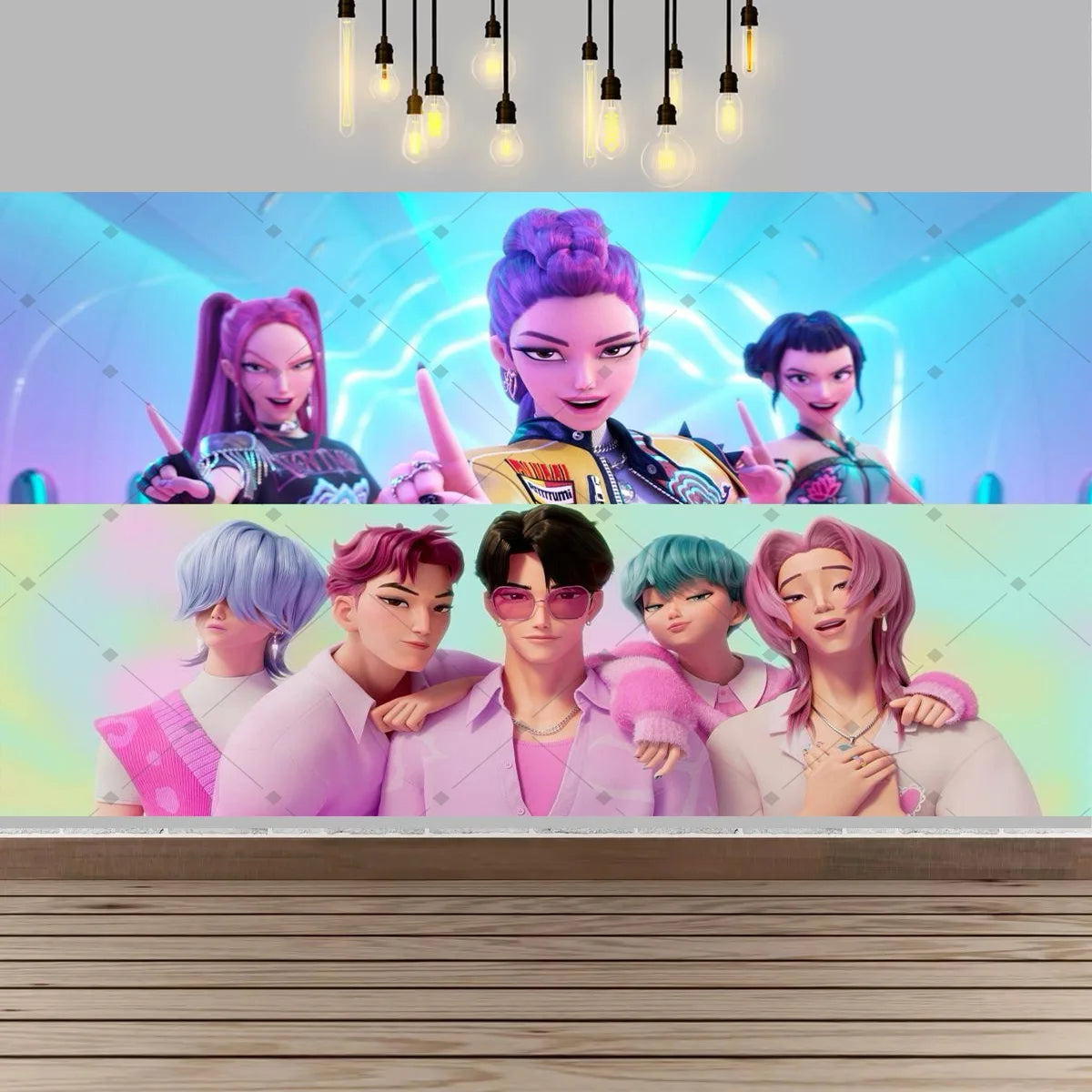 Kpop Theme Girl's Birthday Party Decoration Backdrop Pink Demons Birthday Party Supplies Decor Banner Baby Baptism Gift
