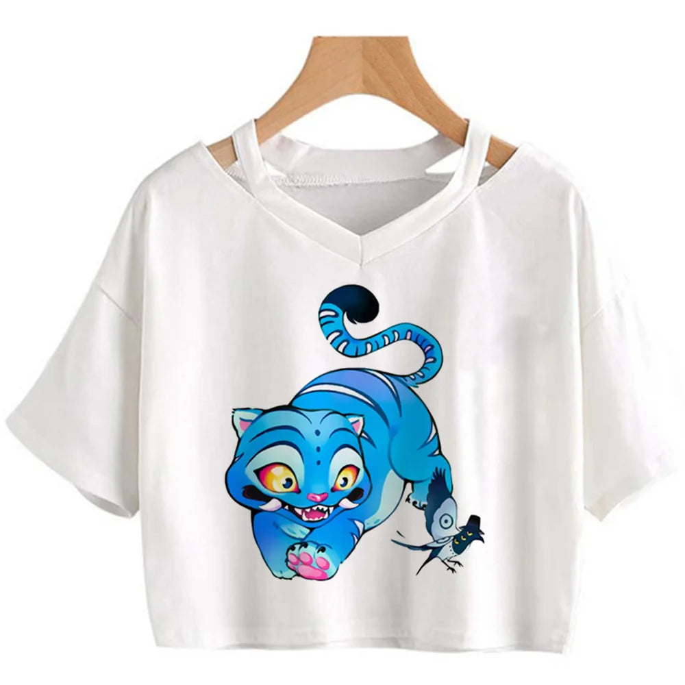 Kpop Demon Hunters Girls O-Neck Casual Women Summer Shirts Crop T-shirt