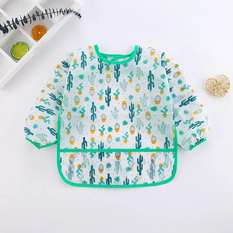 Waterproof Full Sleeve Baby Bibs Children Apron Long Sleeve Feeding Smock Kids Eating Breastplate Infant Scarf Clothing