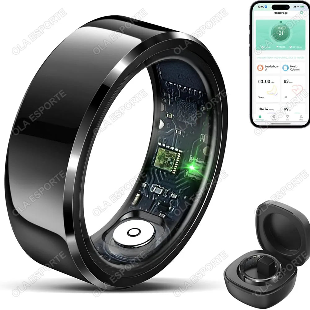 Smart Ring Blood Pressure Heart Rate Sleep Monitoring Smartring IP68 & 5ATM Waterproof Multi-sport Mode Smartring Man Women