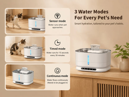 Cordless Cat Water Fountain 3.5L 8000mAh Rechargeable Wireless Pet Water Dispenser Separate Water & Electricity Safe Automatic Circulating Drinking Fountain for Cats Small Dogs