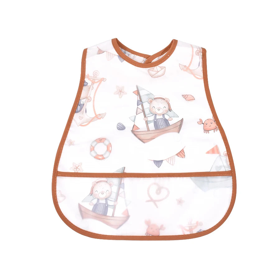 2023New Cartoon Pattern EVA Waterproof Pocket Lunch Feeding Bibs Adjustable Baby Bibs Cute Children Baby Apron Kids Burp Cloths