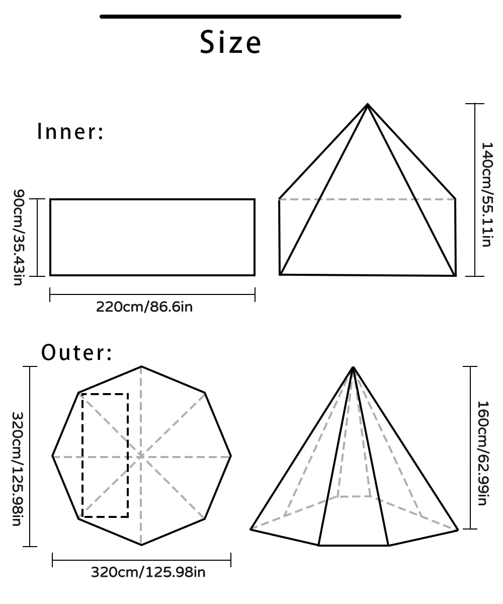 Camping Hot Tent with Chimney Window Outdoor Ultralight Tipi Teepee Tent Pyramid Double Layer Bushcraft 1 Person Tents Hot Tent