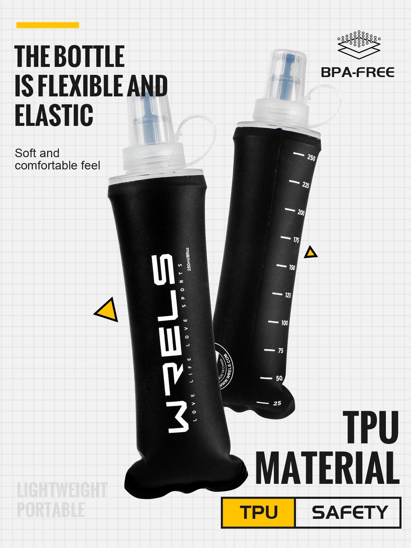 Portable TPU Soft Water Bottle BPA Free Folding Soft Flasks For Outdoor Sports Marathon Running Hydration Camping Hiking