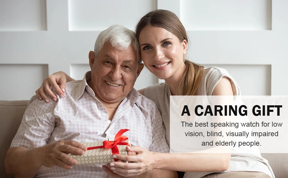 Hearkent English Talking Watch for Blind Men Visually Impaired with Alarm Hourly Chime Wristwatches Clock Big Number for Elderly - I YAN