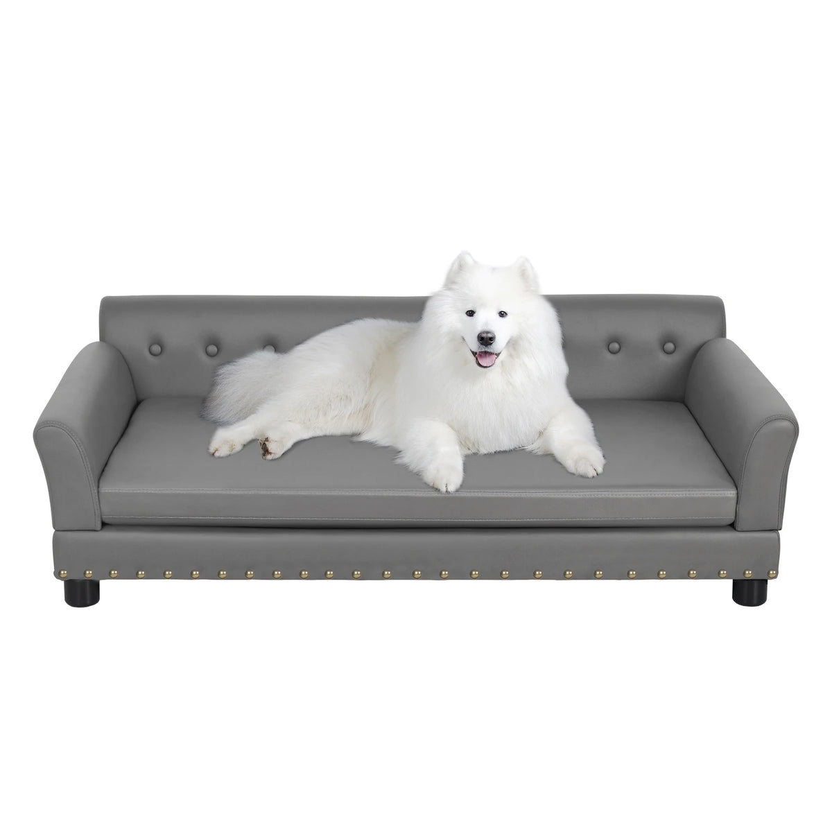 I YAN BINGOPAW rectangle dog bed for medium and large dogs, durable elevated sofa with soft cushions and modern design.