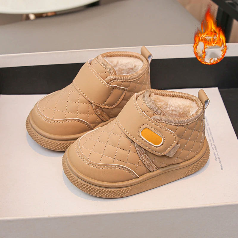 Winter Plush Boots For Children PU Leather Boy's Girl's Cotton Shoes Thick Warm Kid's Snow Boots Faux Fur Boots For Kids