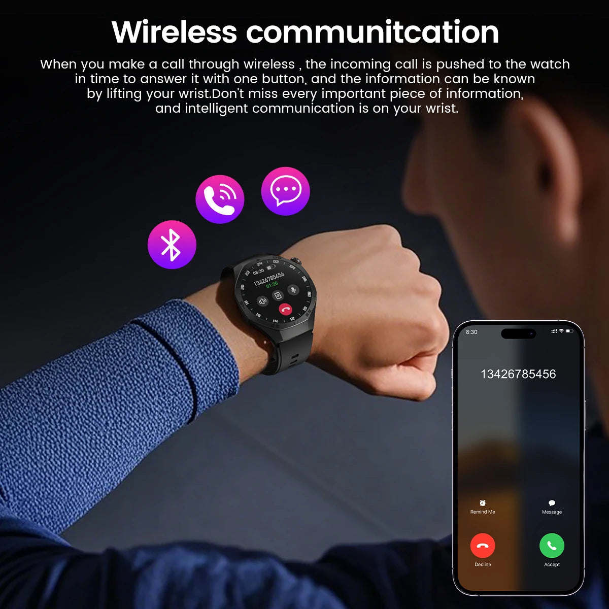 Android and ios Smart Watch Men AMOLED Screen GPS Motion trajectory Heart Rate Bluetooth Calls SmartWatch Waterproof