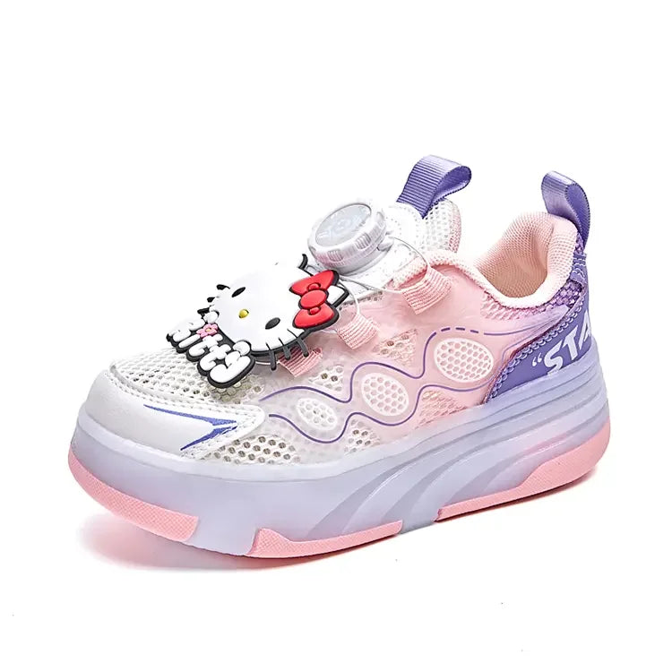 Hello Kitty Children's In-line Skating Shoes Four-Wheel Design Adjustable Roller Blades for Boys Girls Sports Footwear Sneakers
